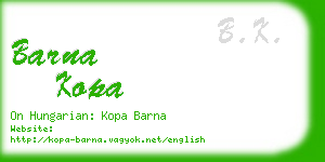 barna kopa business card